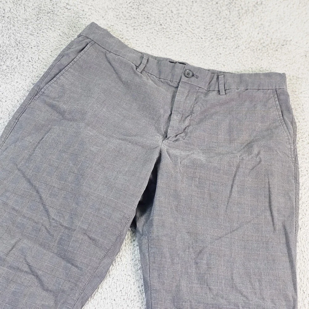 Banana Republic‎ Pants Mens 36x30 Gray Plaid Jogger Elastic Cuff Stretch Casual